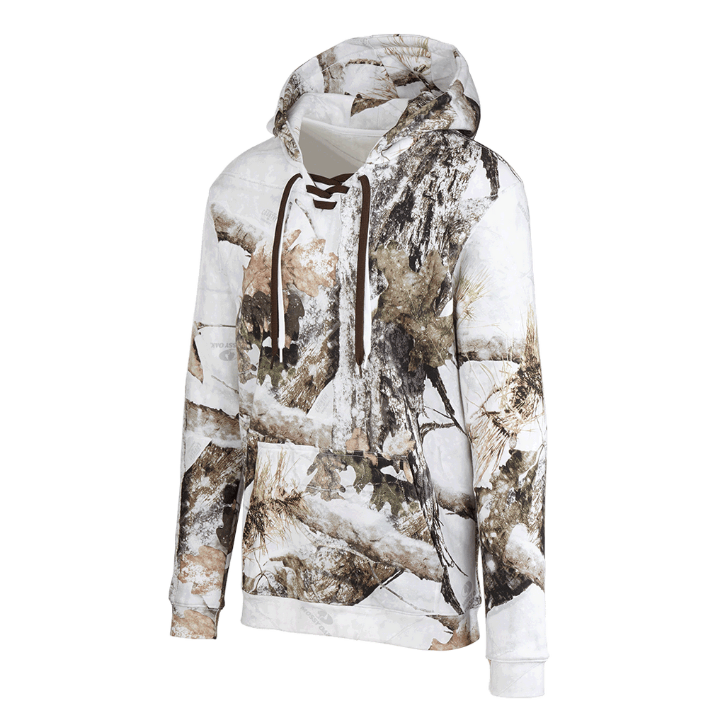 Mossy Oak Winter Camo Lace-Up Hood - Style M900