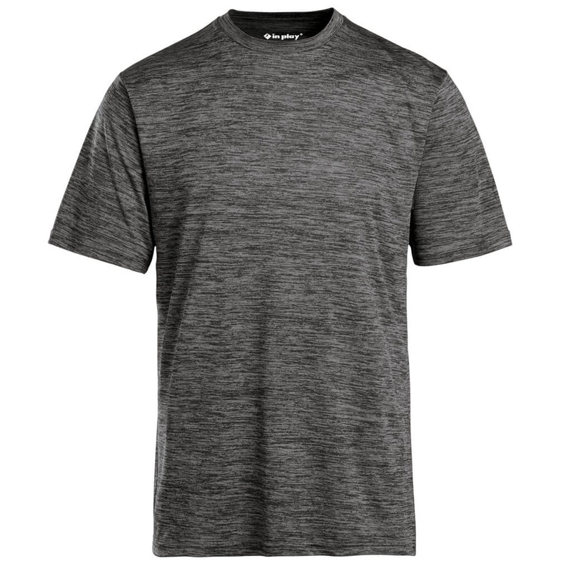 Charcoal Grey Tonal Blend Short Sleeve Performance Polyester T-Shirt In Play Sportswear
